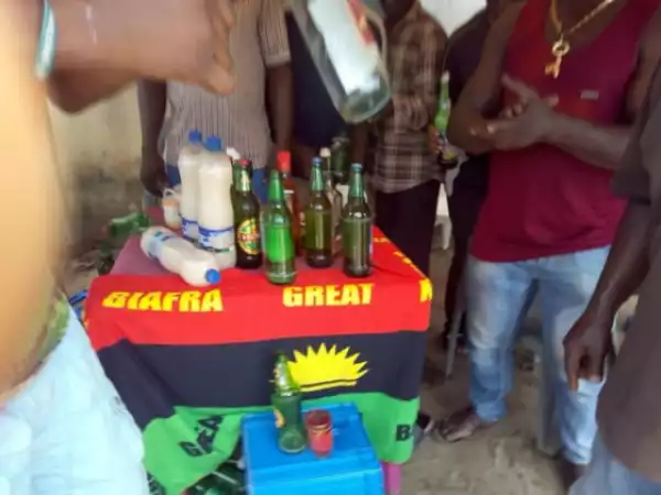 IPOB Members Chill With Beer Bottles After Disrupting Elections 